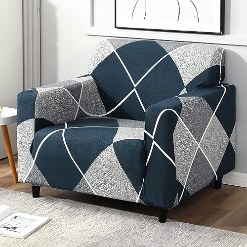 Furshine Sofa Cover 3 Seater and 2 Seater Fully Covered Universal 5 Seater Sofa Cover (3+1+1) | Non-Slip Sticky Elastic Stretchable, Imported Slipcover Protector (Blue Rhombus) - Image 2