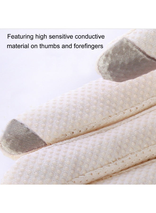Ladies Lace Floral Gloves Elegant Short Lace Gloves for Wedding Opera Parties (Beige)  - Image 2
