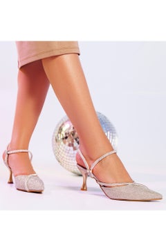 Hills High-quality Crystal Leather With A Strap On The Front And A Closed Strap On The Back-GOLD