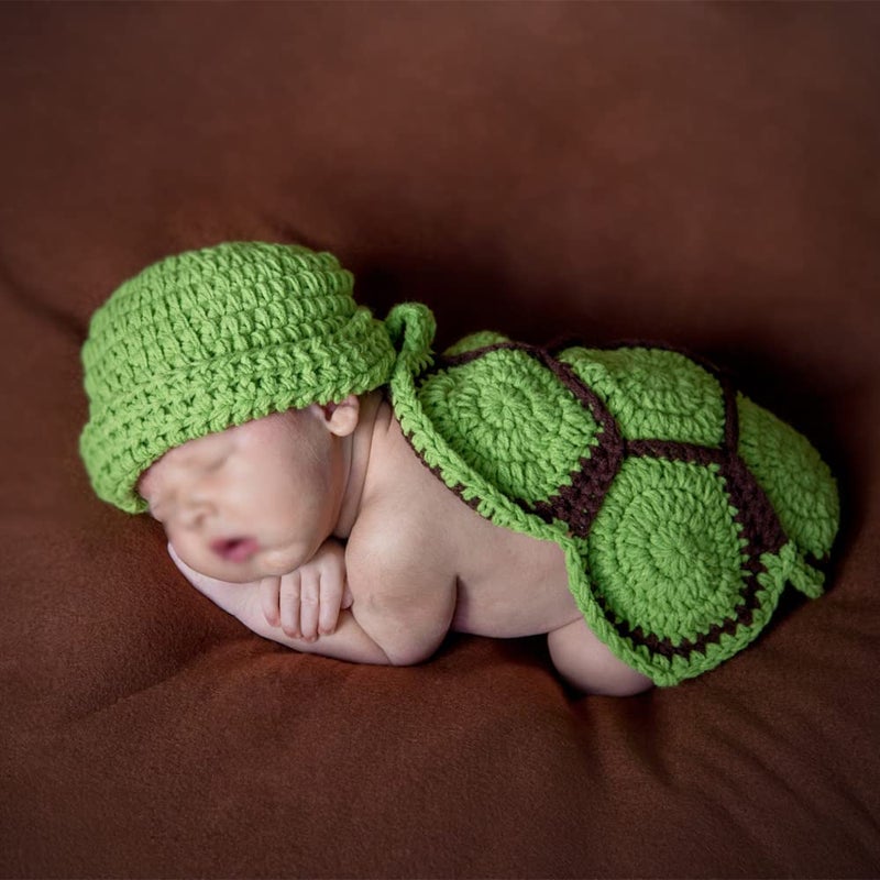 BLUETOP Cute Newborn Photography Outfits Boys Girls Baby Costume Set, Handmade Knitted Outfits for Boys Girls Photography Infant Toad Baby Turtle Costume With Hat Cap (0-6 Months) - Image 2