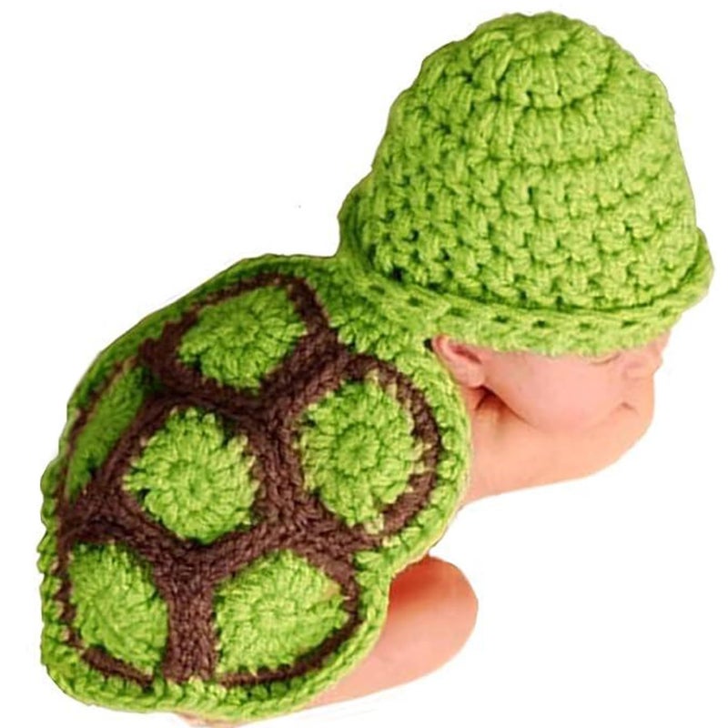 BLUETOP Cute Newborn Photography Outfits Boys Girls Baby Costume Set, Handmade Knitted Outfits for Boys Girls Photography Infant Toad Baby Turtle Costume With Hat Cap (0-6 Months) - Image 1