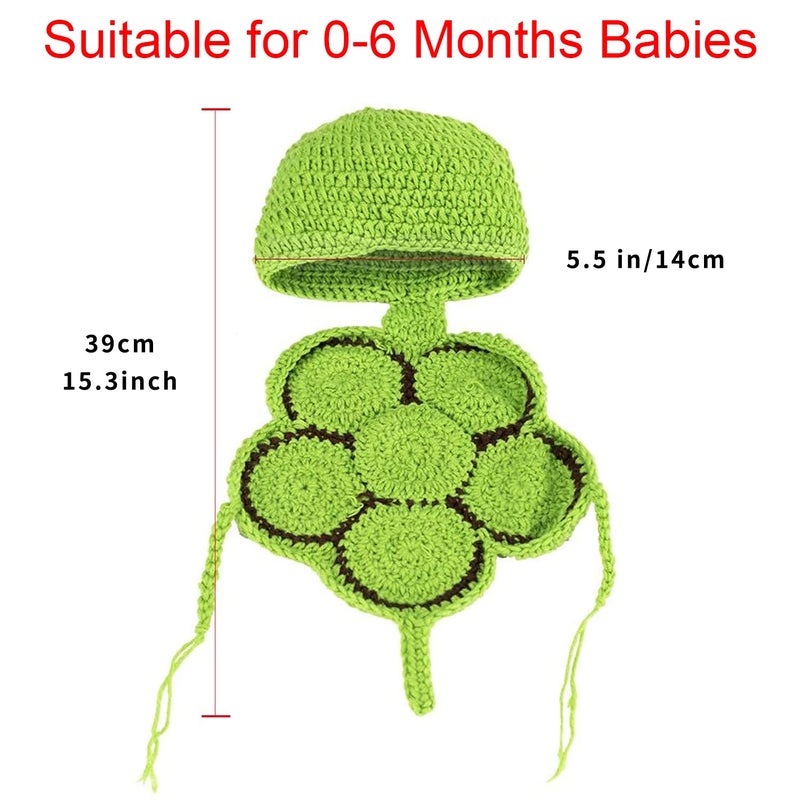 BLUETOP Cute Newborn Photography Outfits Boys Girls Baby Costume Set, Handmade Knitted Outfits for Boys Girls Photography Infant Toad Baby Turtle Costume With Hat Cap (0-6 Months) - Image 4
