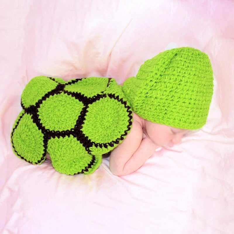 BLUETOP Cute Newborn Photography Outfits Boys Girls Baby Costume Set, Handmade Knitted Outfits for Boys Girls Photography Infant Toad Baby Turtle Costume With Hat Cap (0-6 Months) - Image 3