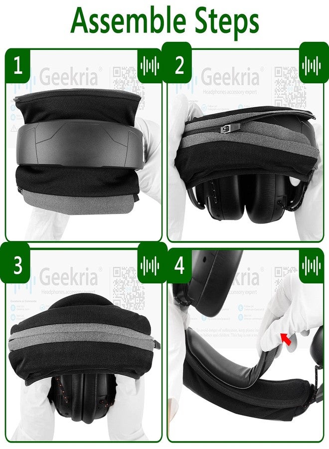 Geekria Large Hook and Loop Headband Cover & Pad Set, DIY Installation, No Tools Required, Compatible with Large Headphones (Fits 3.5-4.5 cm Headbands) (Black) - Image 5