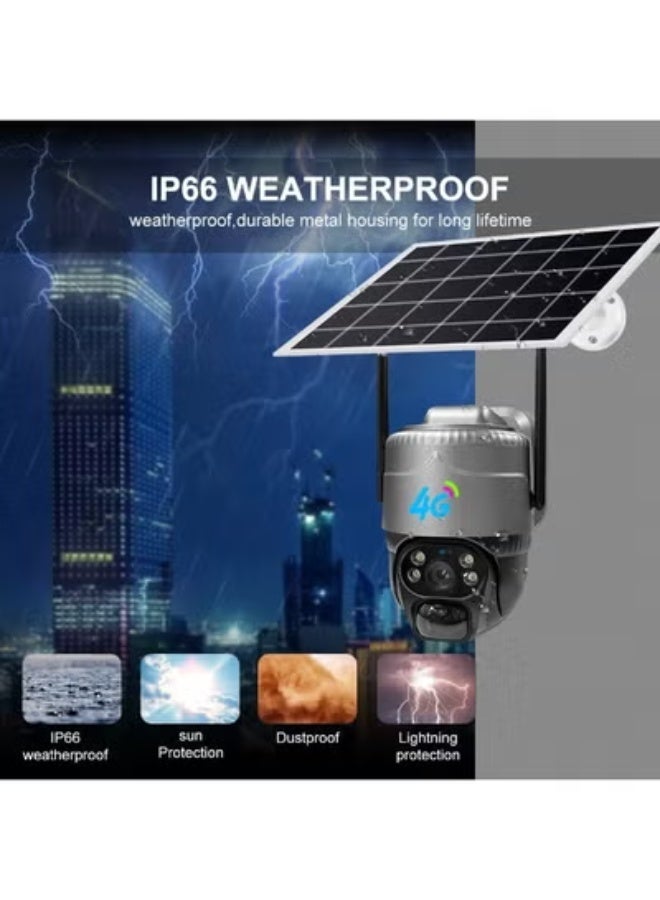 JAJEEK VC20 4G Wireless Solar Security Camera 3MP with 8000mAh Battery, Dual-Core LED Floodlights, PTZ Rotation, Motion Detection, Night Vision, Outdoor IP Monitoring System – Black - Image 3