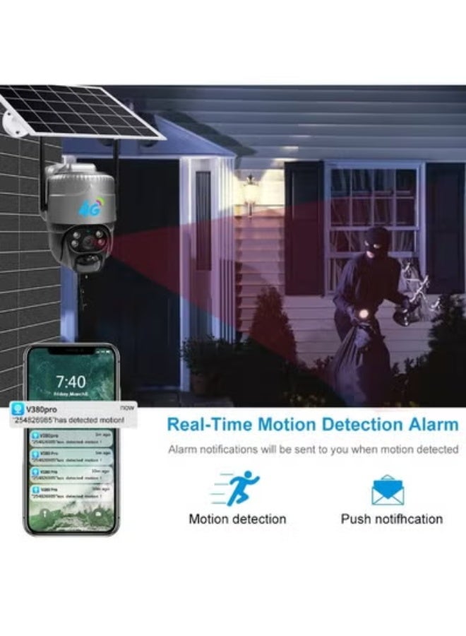 JAJEEK VC20 4G Wireless Solar Security Camera 3MP with 8000mAh Battery, Dual-Core LED Floodlights, PTZ Rotation, Motion Detection, Night Vision, Outdoor IP Monitoring System – Black - Image 4