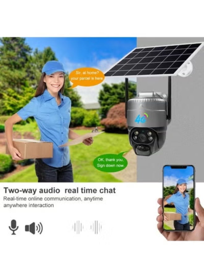 JAJEEK VC20 4G Wireless Solar Security Camera 3MP with 8000mAh Battery, Dual-Core LED Floodlights, PTZ Rotation, Motion Detection, Night Vision, Outdoor IP Monitoring System – Black - Image 5