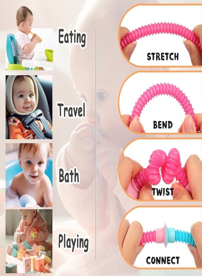 GoldiMec Stretchable Pipes | Bendable Finger Toy for Toddlers | Decompression Anxiety Stress Relief Toy | Flexible Poptube Toy for Kids & Adults (Giraffe, Pack of 4) - Image 4