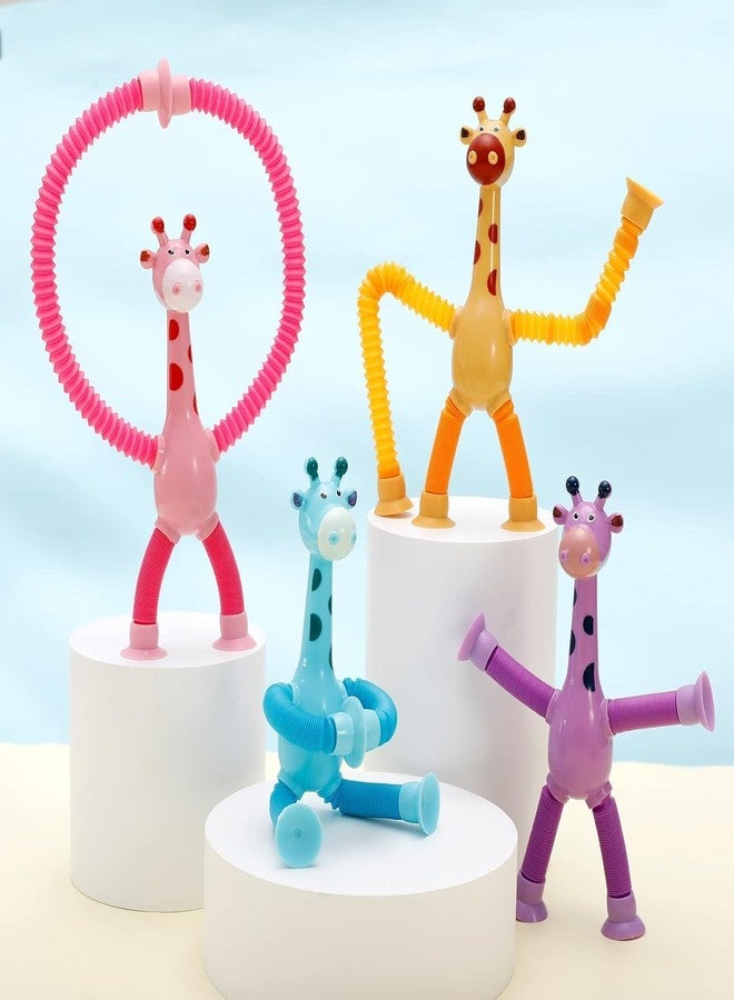GoldiMec Stretchable Pipes | Bendable Finger Toy for Toddlers | Decompression Anxiety Stress Relief Toy | Flexible Poptube Toy for Kids & Adults (Giraffe, Pack of 4) - Image 3