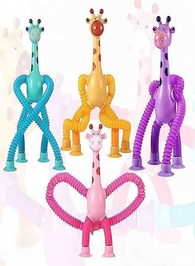 GoldiMec Stretchable Pipes | Bendable Finger Toy for Toddlers | Decompression Anxiety Stress Relief Toy | Flexible Poptube Toy for Kids & Adults (Giraffe, Pack of 4) - Image 2