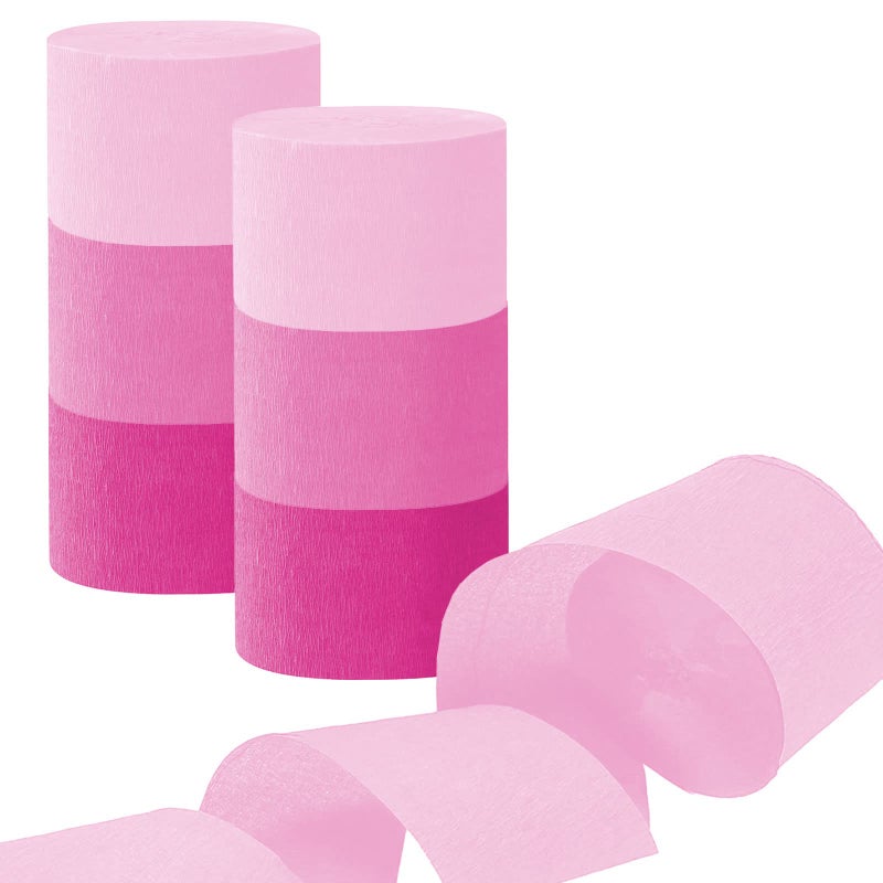 Capesaro Pink Crepe Paper Streamers  6 Rolls Party Streamers for Bachelorette Baby Shower Girl Birthday Party Decorations