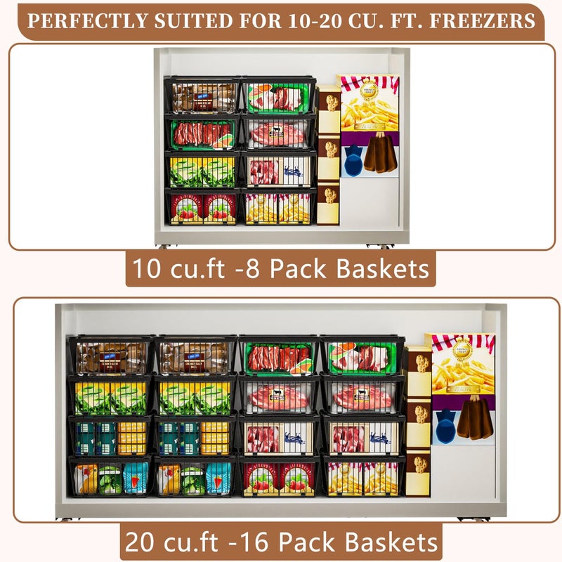 ANJUBAN Large Freezer Organizer Binsï¼ŒUpgraded Bottom Leak-Proof netï¼ŒFit 10 to 20 Cu.Ft Deep Freezerï¼Œ3 Packï¼Œ Expandable Stackable Chest Freezer Organizer Bins , for Fridge, Deep Freezer, Cabinet - Image 4