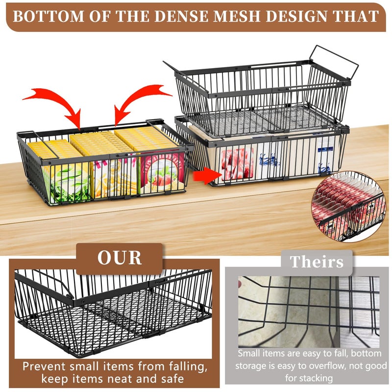 ANJUBAN Large Freezer Organizer Binsï¼ŒUpgraded Bottom Leak-Proof netï¼ŒFit 10 to 20 Cu.Ft Deep Freezerï¼Œ3 Packï¼Œ Expandable Stackable Chest Freezer Organizer Bins , for Fridge, Deep Freezer, Cabinet - Image 2