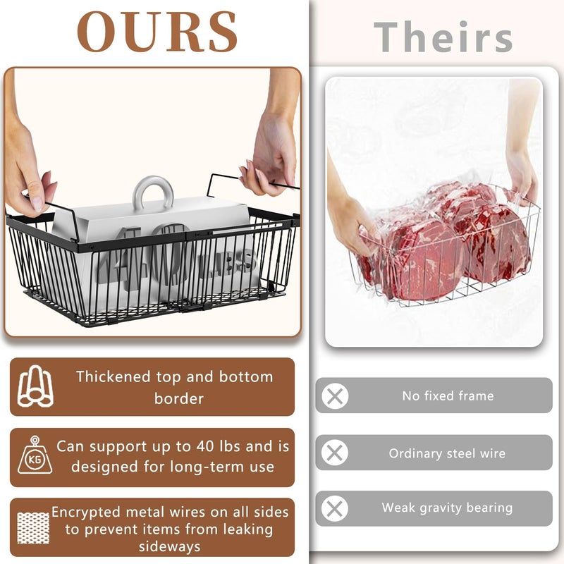 ANJUBAN Large Freezer Organizer Binsï¼ŒUpgraded Bottom Leak-Proof netï¼ŒFit 10 to 20 Cu.Ft Deep Freezerï¼Œ3 Packï¼Œ Expandable Stackable Chest Freezer Organizer Bins , for Fridge, Deep Freezer, Cabinet - Image 3