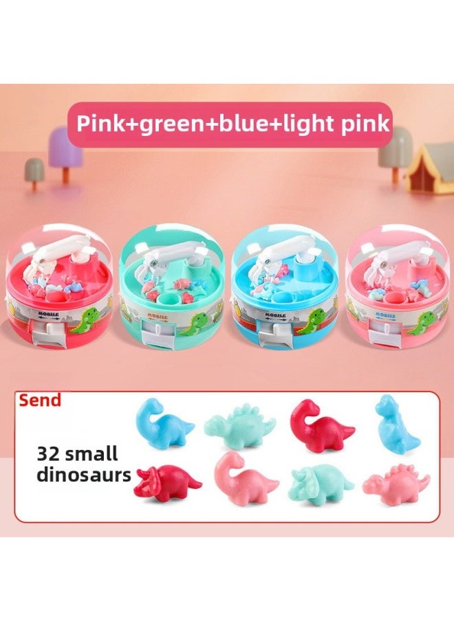 null - Children's Toy Mini Dinosaur Grasping Machine Egg Twisting Mini Clip Doll Game Machine Egg Twisting Machine Interactive Toy Gift Hand-Color:Play Combination [light Pink + Blue]] - Image 1