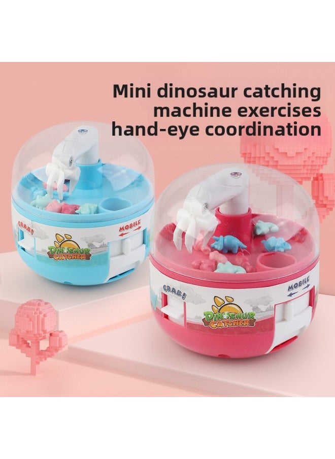 null - Children's Toy Mini Dinosaur Grasping Machine Egg Twisting Mini Clip Doll Game Machine Egg Twisting Machine Interactive Toy Gift Hand-Color:Play Combination [light Pink + Blue]] - Image 1