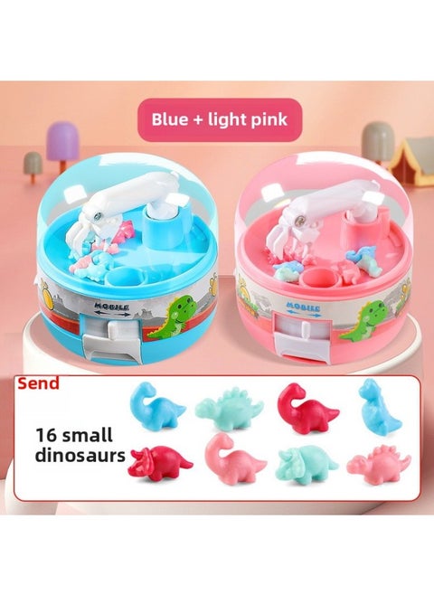 Children's Toy Mini Dinosaur Grasping Machine Egg Twisting Mini Clip Doll Game Machine Egg Twisting Machine Interactive Toy Gift Hand-Color:Play Combination [light Pink + Blue]]