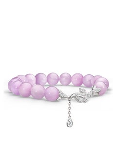 AWNL Women's Iris Charm Bracelet with Violet Malagasy Kunzite Gemstone, Silver Charm and 18k White Gold Plated Gift for Her  - Image 1