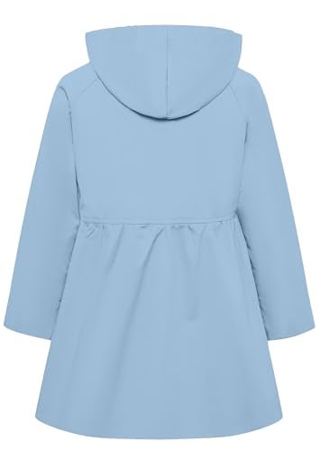 Betusline Girl's Trench Coat, Single Breasted Windbreaker Hoodie Jacket Dress Coat Outerwear for Girl,1# Light Blue,13-14 Years = Tag 170 - Image 5