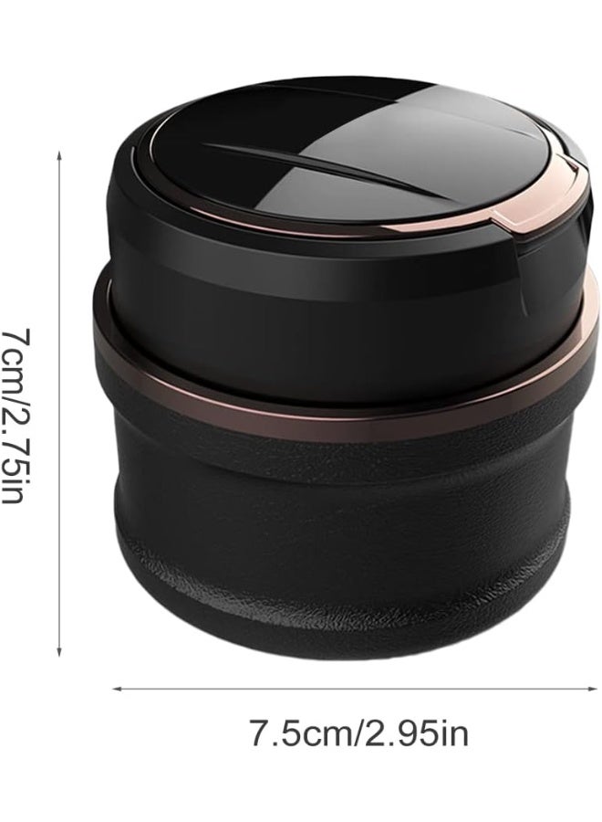 Portable Auto Car Ashtray With LED Light and Flip Lid - Self Extinguishing, Easy Clean Up, Detachable for Travel, Van, Outdoors, Camping - Black, - Image 2