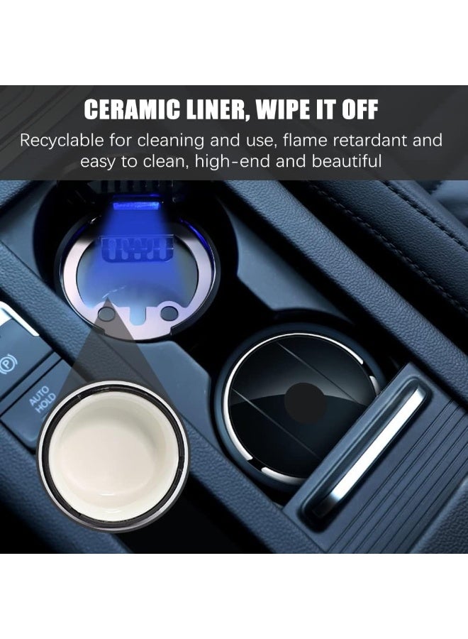 Portable Auto Car Ashtray With LED Light and Flip Lid - Self Extinguishing, Easy Clean Up, Detachable for Travel, Van, Outdoors, Camping - Black, - Image 3