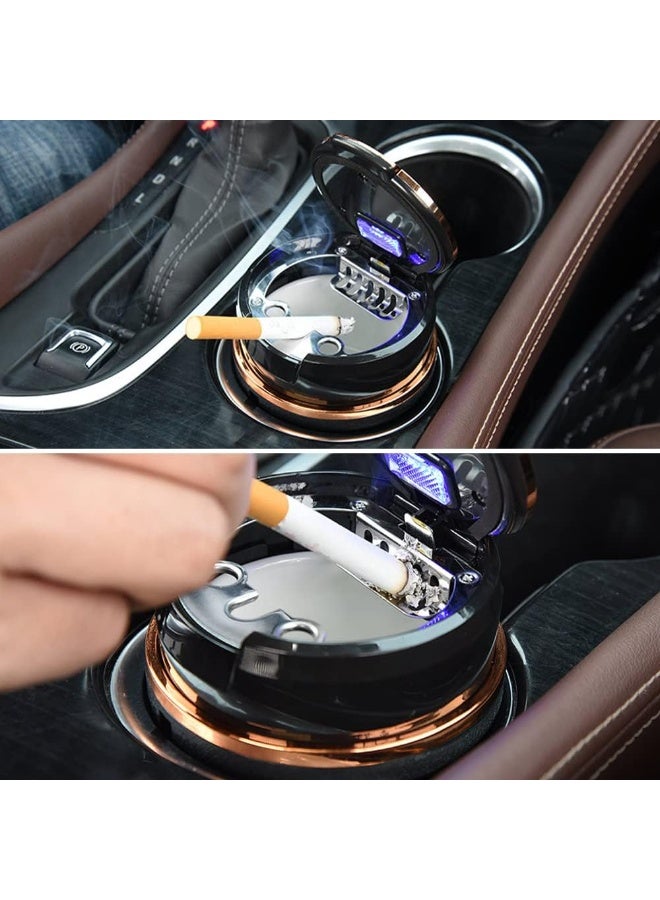 Portable Auto Car Ashtray With LED Light and Flip Lid - Self Extinguishing, Easy Clean Up, Detachable for Travel, Van, Outdoors, Camping - Black, - Image 4