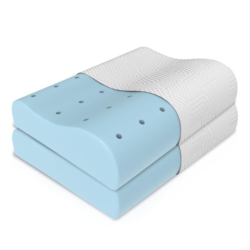 Orista™ Advance Gel Blended Contour Memory Foam Pillow | 2 Year Warranty |Orthopedic Neck & Shoulder Support Pillow for Sleeping | Improves Posture & Spinal Alignment | 19 x 11 x 3.5 Inch | Set of 2 - Image 1