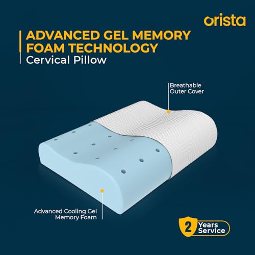 Orista™ Advance Gel Blended Contour Memory Foam Pillow | 2 Year Warranty |Orthopedic Neck & Shoulder Support Pillow for Sleeping | Improves Posture & Spinal Alignment | 19 x 11 x 3.5 Inch | Set of 2 - Image 4
