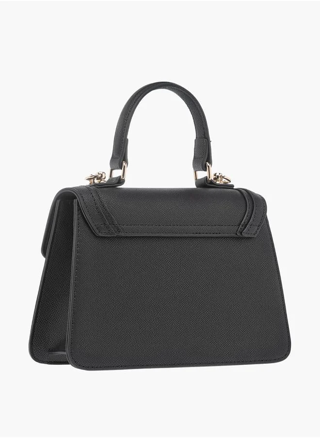 سيليست Solid Satchel Bag with Flap Closure and Detachable Strap