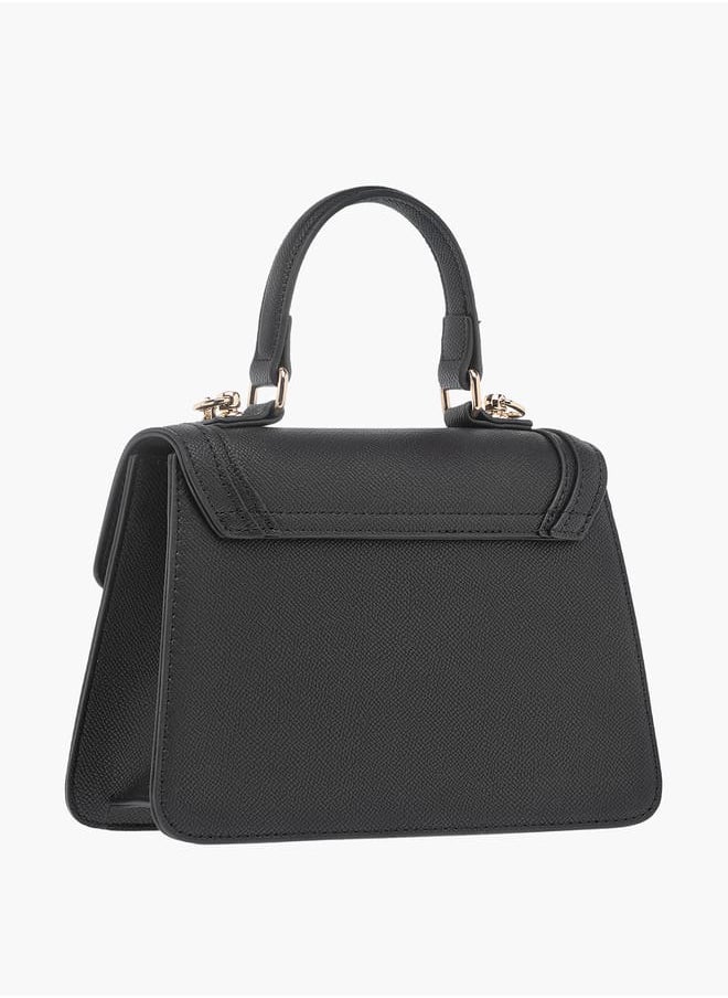 Celeste Solid Satchel Bag with Flap Closure and Detachable Strap  - Image 3