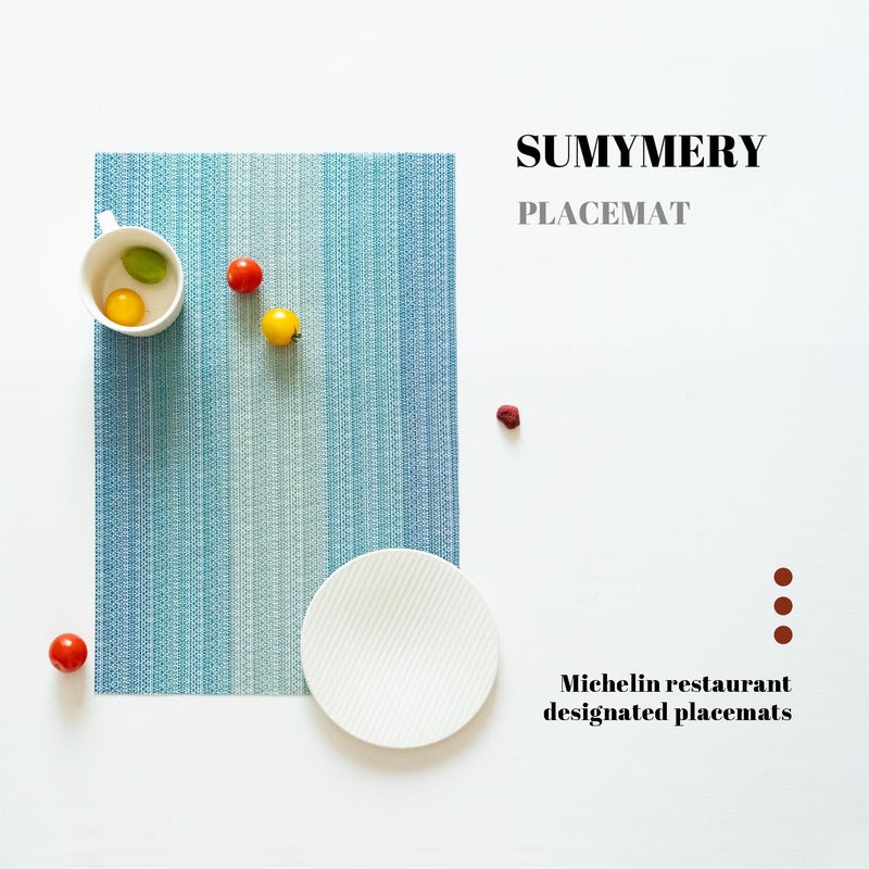 SUMYMERY Placemats Set of 4 Vinyl/Plastic Woven Place Mats for Kitchen Table Indoor/Outdoor Washable Placemat Wipeable Dining Table Mats (Ocean Geode,4) - Image 5