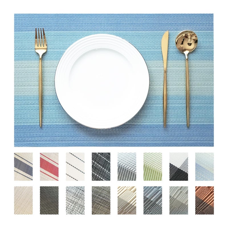 SUMYMERY Placemats Set of 4 Vinyl/Plastic Woven Place Mats for Kitchen Table Indoor/Outdoor Washable Placemat Wipeable Dining Table Mats (Ocean Geode,4) - Image 1