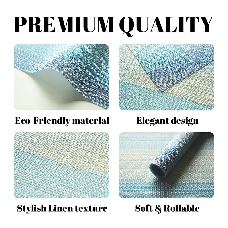 SUMYMERY Placemats Set of 4 Vinyl/Plastic Woven Place Mats for Kitchen Table Indoor/Outdoor Washable Placemat Wipeable Dining Table Mats (Ocean Geode,4) - Image 2