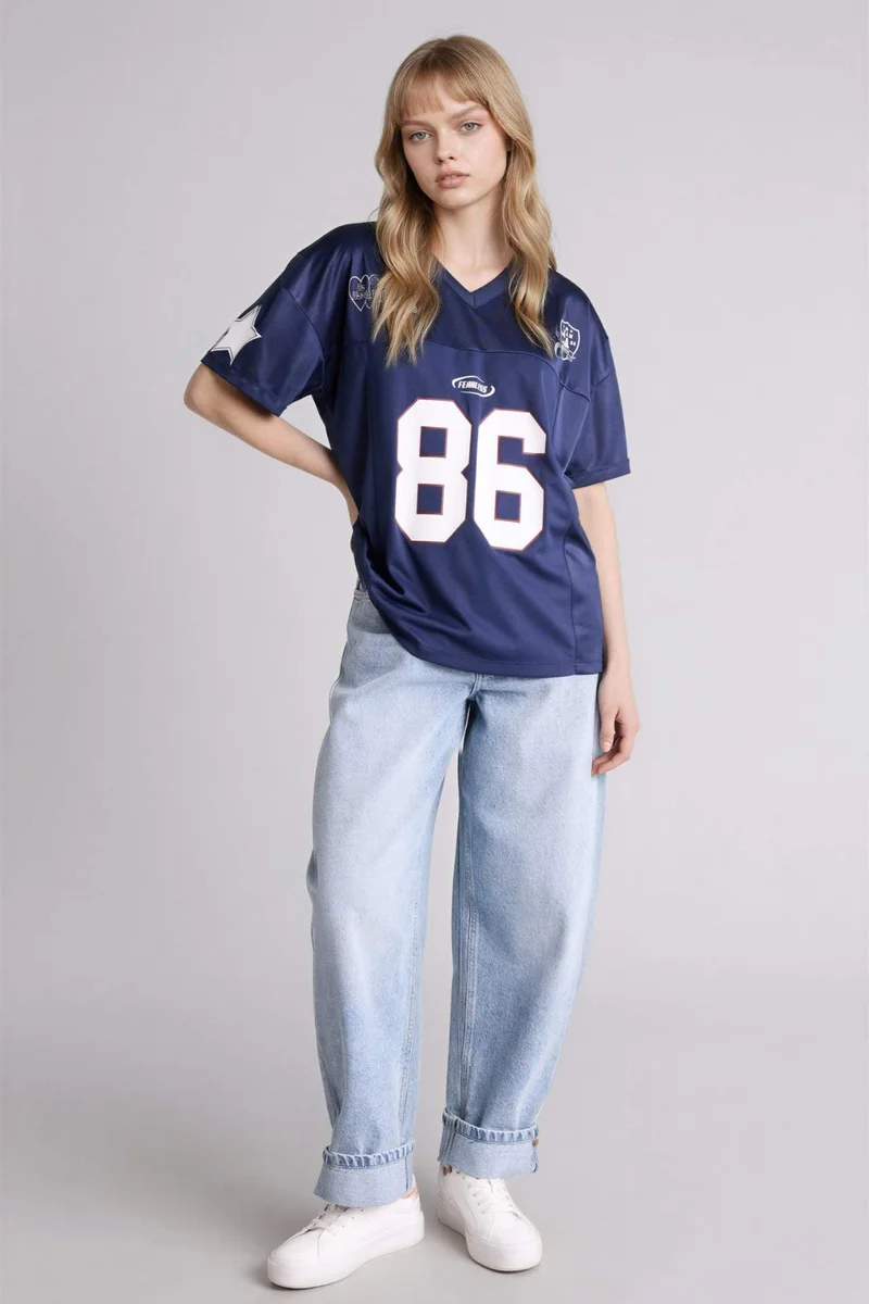DeFacto Printed Short Sleeve Oversize T-Shirt