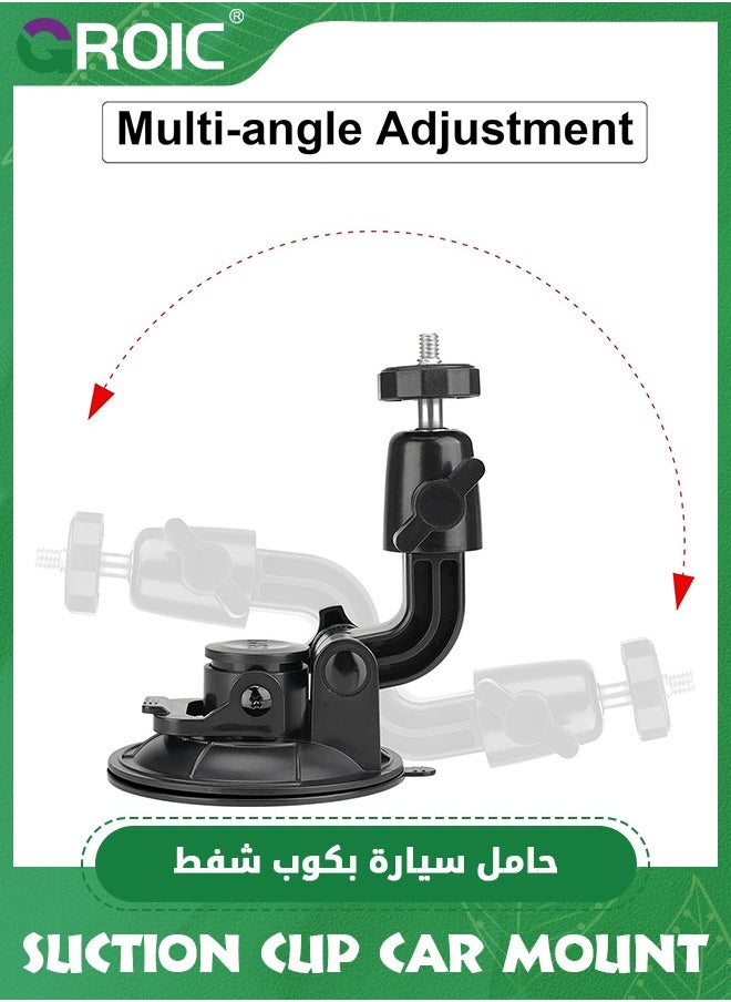 GROIC - Super Strong Suction Cup Car Mount for Action Camera Phone Dash Cam Dual-Ball-Head Windscreen Window Cockpit Holder- Up to 5kg Load Capacity for GoPro insta360 iPhone Hi-Speed Video Recording - Image 1