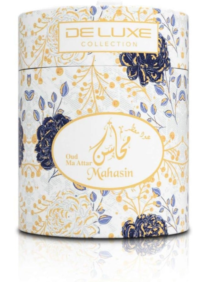 Deluxe Collection عطر بخور "محاسن" من مجموعة ديلوكس - بخور صلب فاخر | رائحة فاخرة للمنازل والمساحات، عبير طويل الأمد ، 25 جم - Image 1