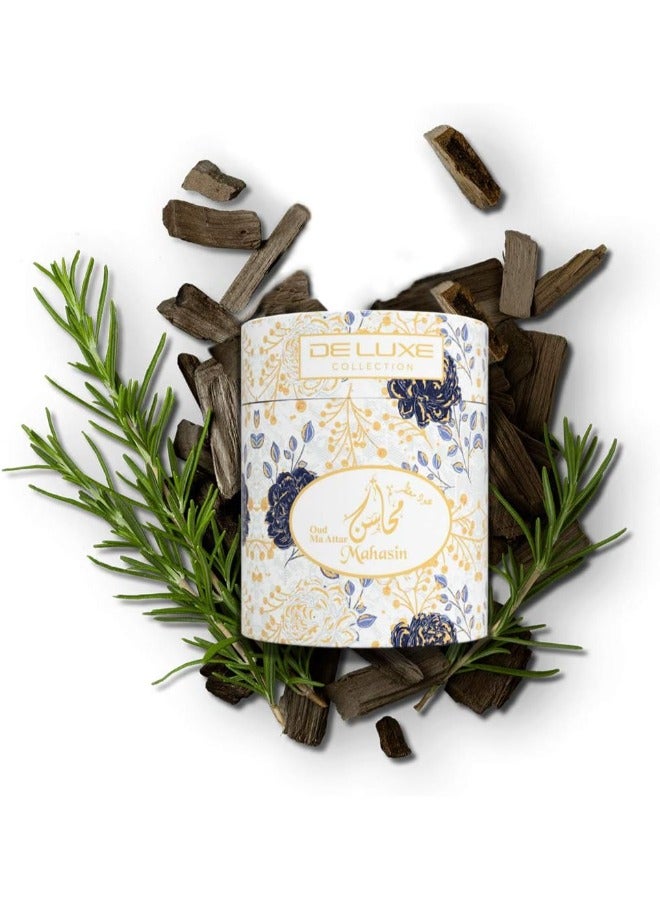 Deluxe Collection عطر بخور "محاسن" من مجموعة ديلوكس - بخور صلب فاخر | رائحة فاخرة للمنازل والمساحات، عبير طويل الأمد ، 25 جم - Image 2