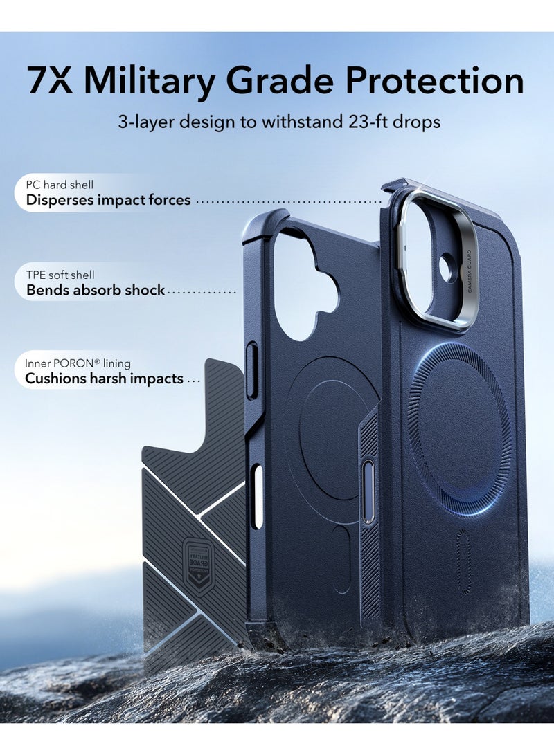 ESR iPhone 17 HaloLock Cyber Tough Case with Stand – MagSafe Compatible Heavy-Duty Cover with Camera Control Button 7x Military-Grade Drop Protection Shock-Absorbing Corners And 3-Layer Design - Dark Blue - Image 4