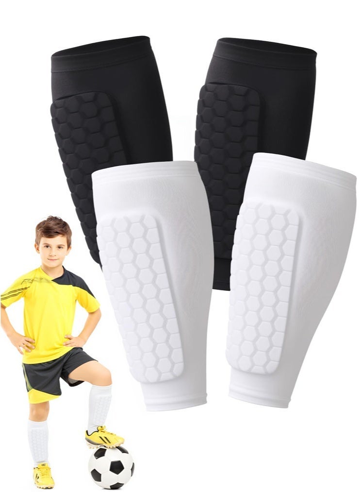 Verdant Reverie 2 Pairs Kids Shin Guard Sleeves, Honeycomb Compression Leg Sleeves for Football Soccer, Breathable Anti-Collision Shin Protection for Boys & Girls - Image 3