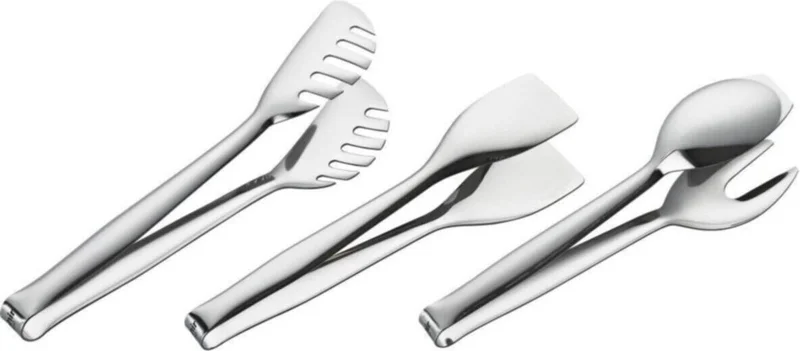Nehir Set of 3 Steel Tongs (Pasta Tongs+Pasta Tongs+Serving Tongs)