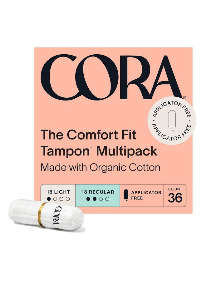 cora Organic Tampons, Nonapplicator, 100% Organic Cotton | Ultraabsorbent, Unscented, Natural, Nontoxic, Applicator Free | Ecoconscious (36 L/R Tampons) - Image 1