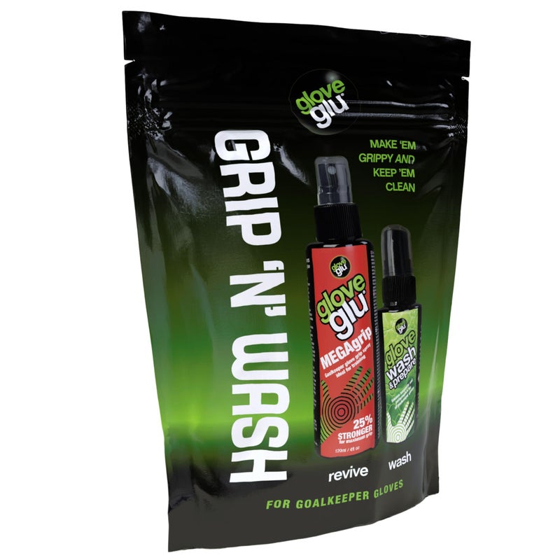 gloveglu حزمة رذاذ قفازات حارس المرمى من جلوف غلو: تحتوي على رذاذ قبضة حارس المرمى 120 مل MEGAgrip و 50 مل غسيل متميز لتحضير القفاز - Image 1