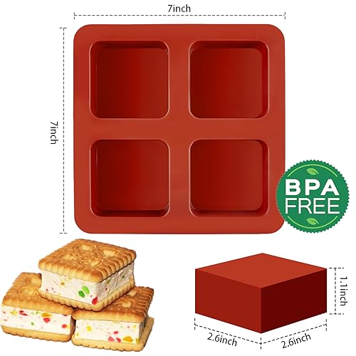 JOERSH Square Cake Silicone Molds 26 x 26 x 11 Chocolate Molds for Smores Marshmallows Brownies Chocolate Covered Cookies Pack of 3 - Image 3
