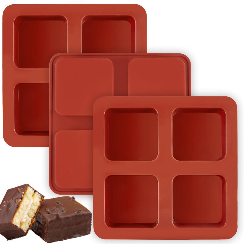JOERSH Square Cake Silicone Molds 26 x 26 x 11 Chocolate Molds for Smores Marshmallows Brownies Chocolate Covered Cookies Pack of 3 - Image 2
