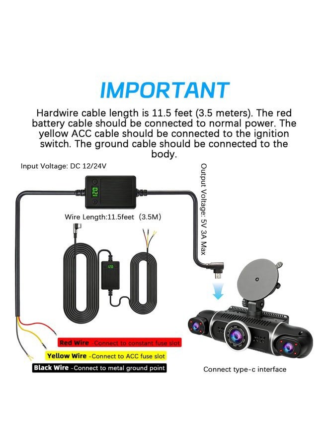 pahaa Dash Cam Hardwire Kit, Type C USB Hard Wire Kit 12V-24V to 5V Hardwire Kit 24H Parking Monitoring with Low Voltage Protection - Image 3