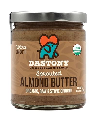 Dastony Organic Raw Sprouted Almond Butter 8 oz  Only One Ingredient  Vegan Paleo and Keto Friendly Non GMO Glutenfree  Pack of 1 - Image 1