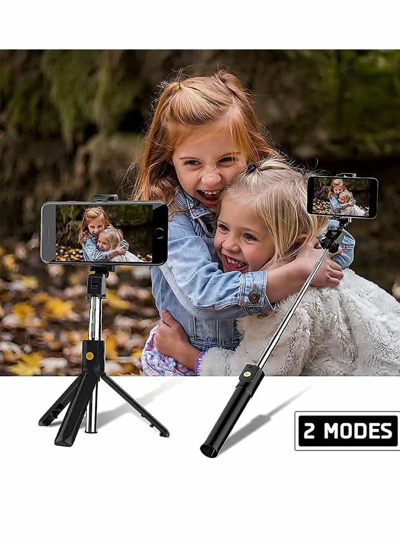 Captaintech Selfie Stick Tripod, Extendable 3 in 1 Aluminum Bluetooth Selfie Stick with Wireless Remote and Tripod Stand, Compatible with iPhone and Android Phone, Lightweight Portable - Image 2