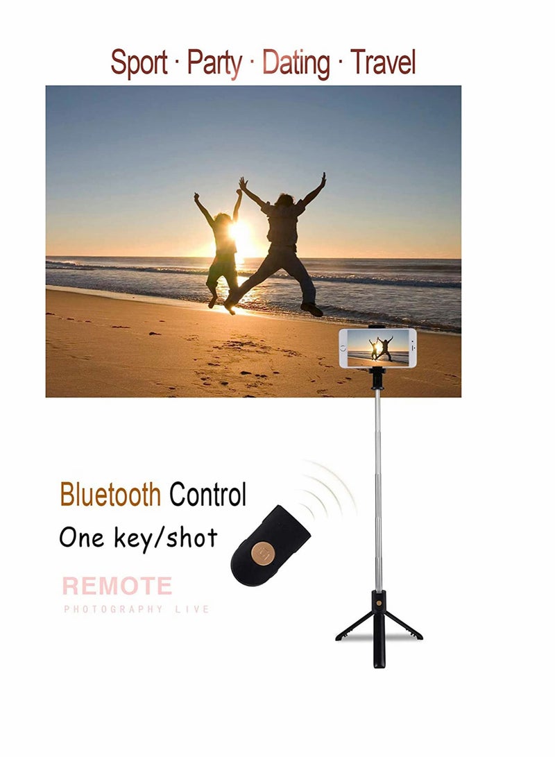 Captaintech Selfie Stick Tripod, Extendable 3 in 1 Aluminum Bluetooth Selfie Stick with Wireless Remote and Tripod Stand, Compatible with iPhone and Android Phone, Lightweight Portable - Image 3
