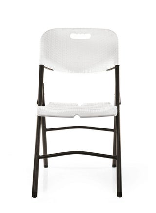 Plastic And Rattan Foldable Chair Metal Frame 50Lx87Wx45H , White. - pzsku/Z461E94C6B317762A20B6Z/45/_/1706650405/aeb37aa6-24a0-40f3-bbcf-78f283dd0a69