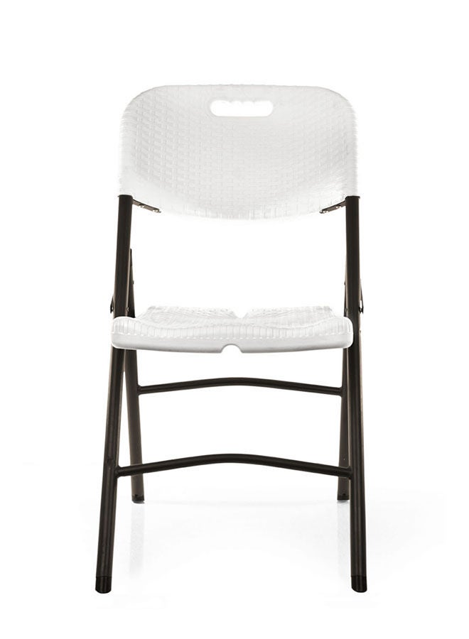 Plastic And Rattan Foldable Chair Metal Frame 50Lx87Wx45H , White.